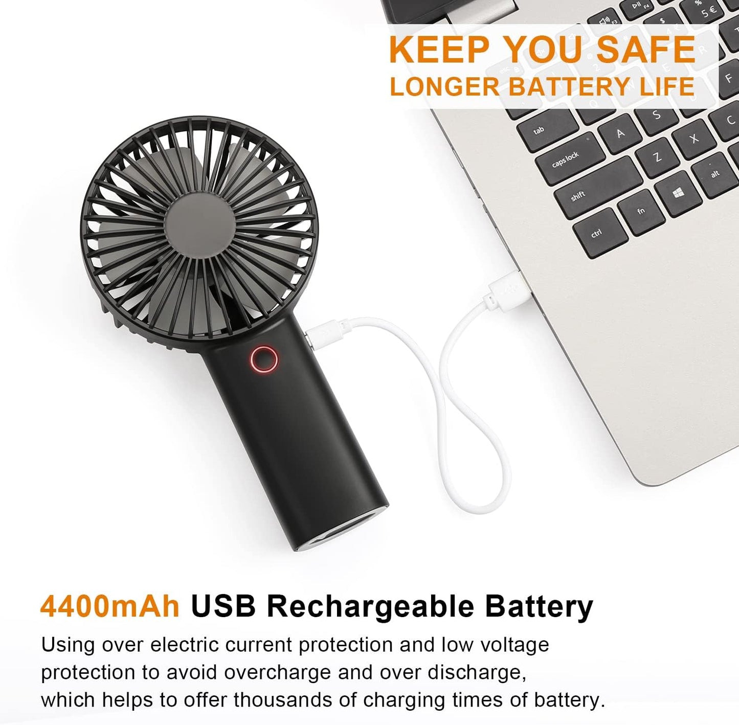 Yuntuo Portable Handheld Fan, 4400Mah Battery Operated Rechargeable Personal Fan, 6-15 Hours Working Time for Outdoor Activities, Summer Gift for Men Women