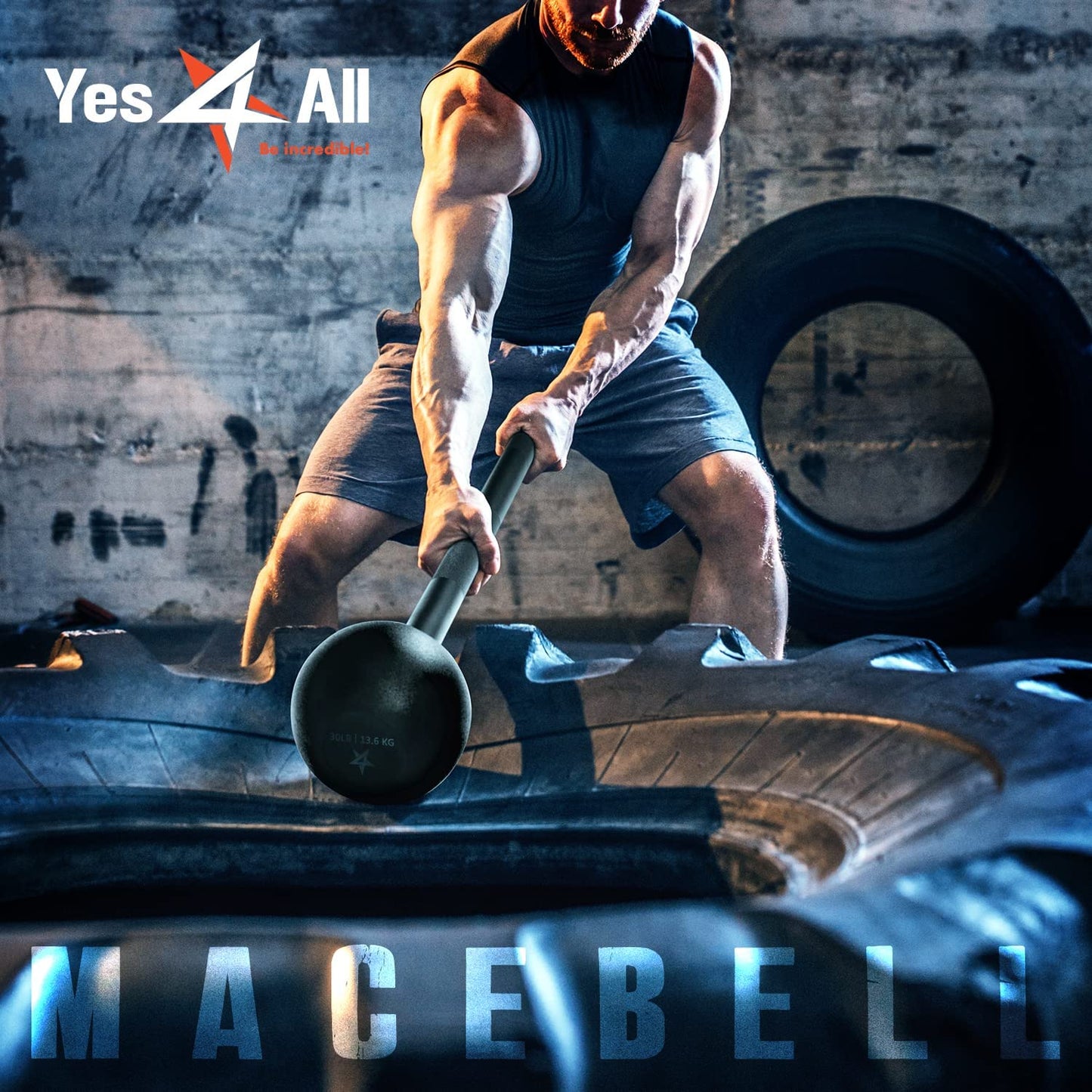 Yes4All Steel Mace Bell for Strength Training - Support Full Body, Muscles, Shoulder, Grips & Forearms Workouts to Rehabilitation, Stretching 5, 7, 10, 15, 20, 25, 30Lb for Woman & Man