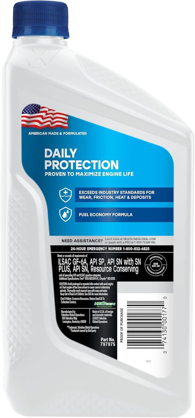 Valvoline Daily Protection 5W-30 Synthetic Blend Motor Oil 1 Quart