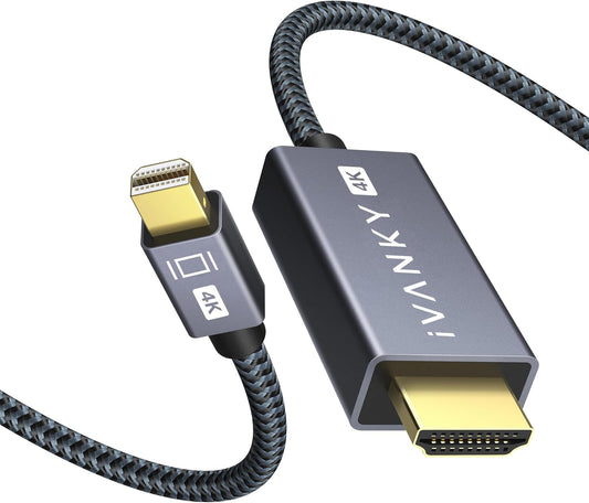 4K Mini Displayport to HDMI Cable, Ivanky 4K@30Hz Thunderbolt to HDMI Cable, [Alum Shell/Braided/Optimal Chip Solution], Mini DP to HDMI for Macbook Air/Pro, Surface Pro/Dock, Monitor, Projector - 6FT