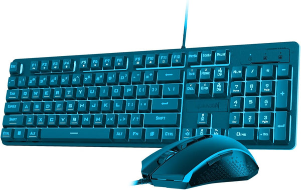 Redragon Gaming Keyboard and Mouse Combo Wired Mechanical Feel RGB LED Backlit Keyboard 3200 DPI Gaming Mouse for Windows PC (Blue)
