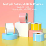 MUNBYN 2.25"X1.25" Thermal Sticker Labels, Color Self-Adhesive Barcode Label for Direct Thermal Printer and Business, Rectangle Address Shipping Mailing Sticker, 4000 Sheets-White, Blue, Pink, Yellow