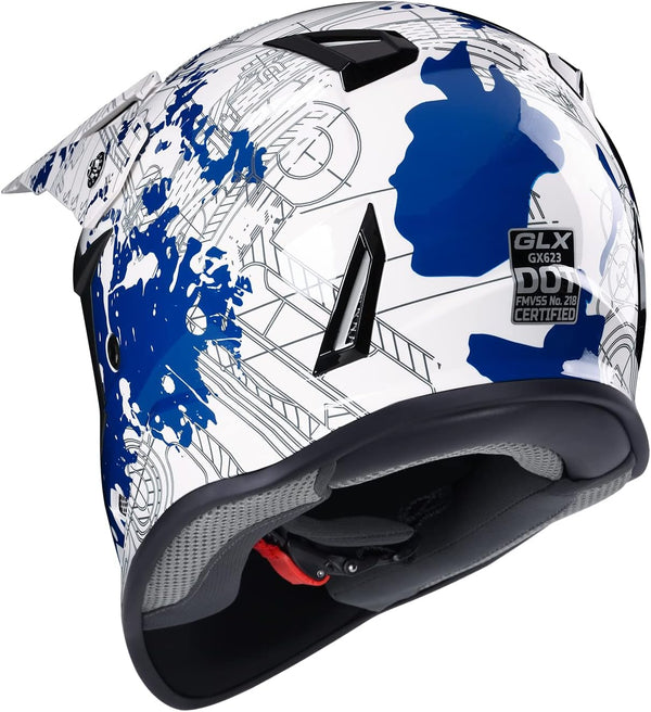 GLX GX623 Youth Atv/Dirt Bike Helmet Combo - Modern, Medium - DOT