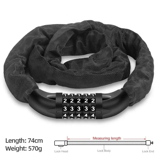 Xunting 74Cm Bicycle Lock Mountain MTB Road Bike Safety Anti-Theft Chain Lock Cycling Bicycle Accessories Bike Lock