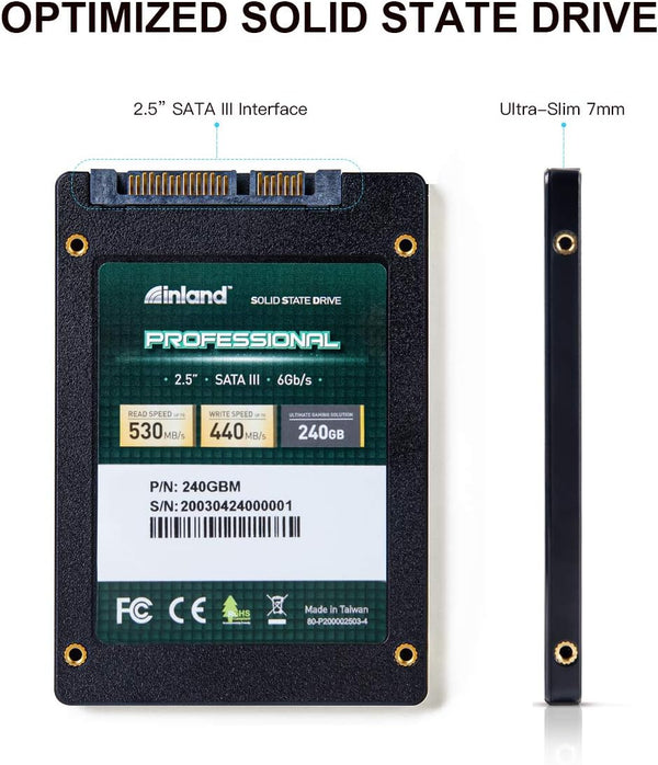 INLAND Professional 240GB SSD 3D NAND SATA III 6Gb/S 2.5" 7Mm Internal Solid State Drive (240G)