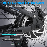 Eahora AM200 750W Electric Bikes for Adult 48V 14AH Fat Tire Electric Mountain Bike with Full Suspension, Hydraulic Brakes, Color Display, Shimano 9 Speed Gears, Cruise Control