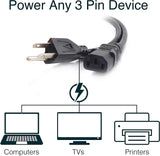 C2G 3FT Replacement AC Power Cord - Power Cable for Electronics, TV, Computer, Printer, Radio, Monitor, Samsung, Dell, Vizio, LG, Asus, Laptop and More (03129)
