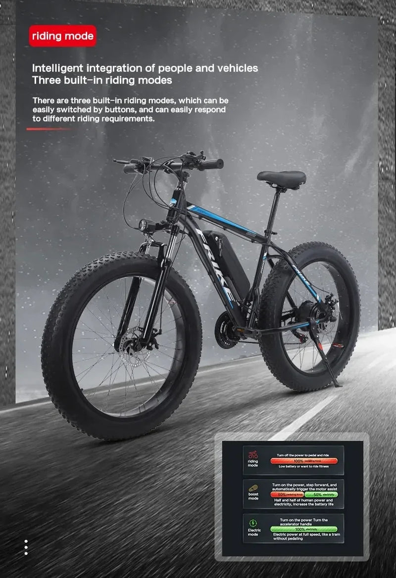 2024 New Arrival 500W Adults Ebike Electric Bike 48V 12.8AH Lithium Battery 26 Inch Fat Tire Electric E Bikes Mountain Ebikes