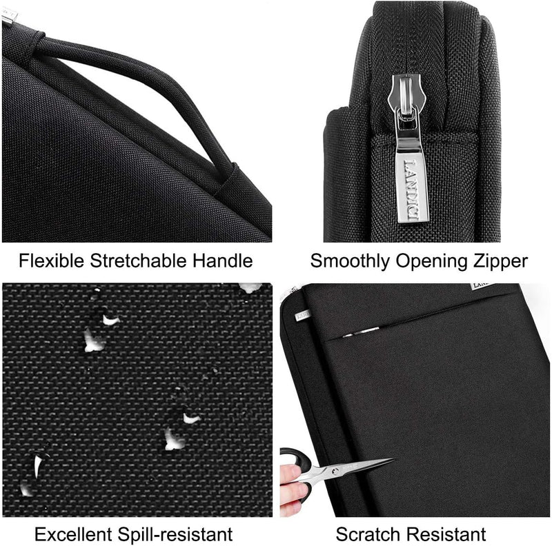 LANDICI 360° Protective Laptop Sleeve 11.6 Inch for Surface Pro 7 8 9/Laptop Go 2 3, Macbook Air 11, Small Computer Bag Carrying Case for 11-12 Inch Chromebook, Slim, Shockproof, Waterproof, Black
