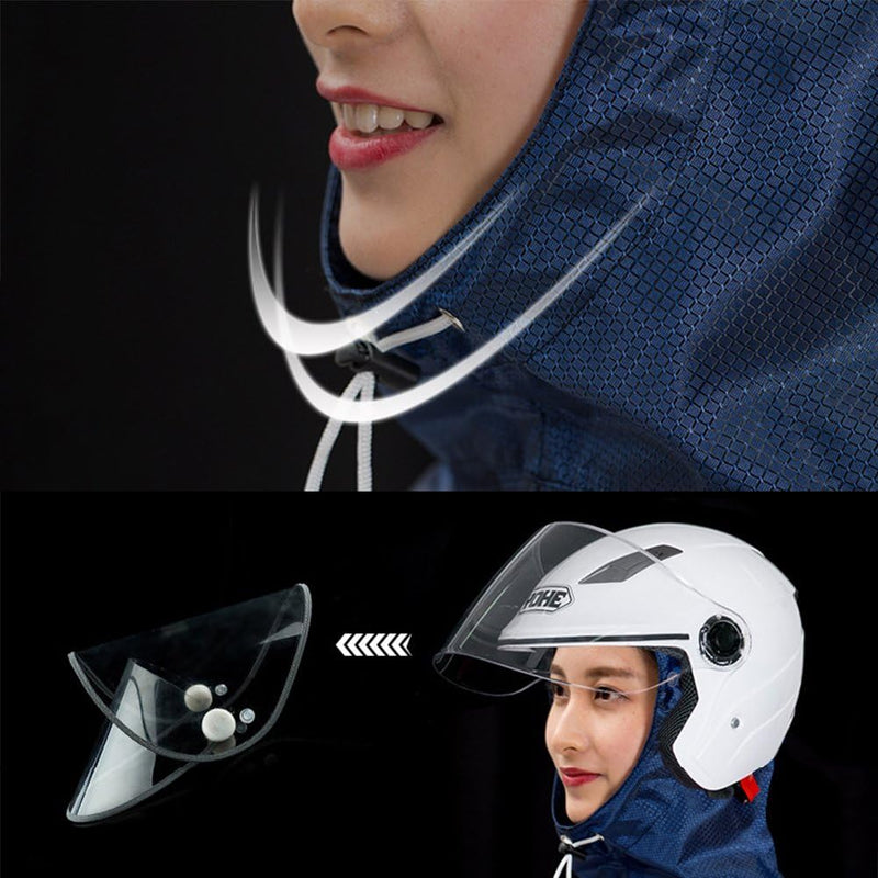 Haozaikeji Universal Motorcycle Raincoat Waterproof Hoodie Rain Cape Reusable Bike E-Bike Rain Coat Mobility Scooter Raincoat