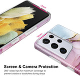 JIAXIUFEN Galaxy S21 Ultra Case Gold Electroplated Glitter Marble Slim Shockproof TPU Soft Rubber Silicone Cover Phone Case for Samsung Galaxy S21 Ultra 5G 6.8 Inch 2021 Purple Blue