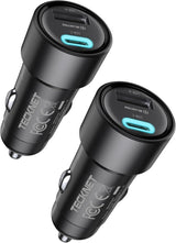 TECKNET USB C Car Charger [2Pack], 48W 2-Port Cigarette Lighter Fast Chargering, PD&QC3.0 USBC Car Charger Adapter Compatible with Iphone 16/15 Plus/15/14/13 Galaxy