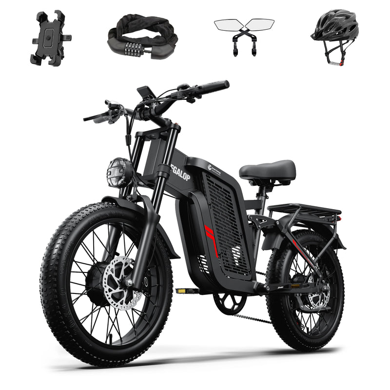 TIFGALOP F7 Electric Bicycle 2000W 52V 24AH Full Suspension Shock Absorption All Terrain Off-Road Hydraulic Disc Brakes Ebikes