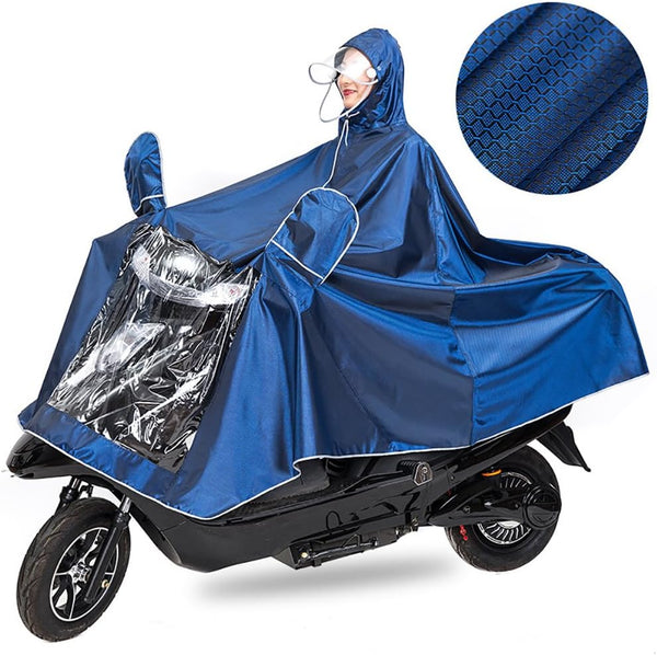 Haozaikeji Universal Motorcycle Raincoat Waterproof Hoodie Rain Cape Reusable Bike E-Bike Rain Coat Mobility Scooter Raincoat
