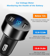 LIHAN Dual USB Car Charger, 4.8A Output, 12/24 Volt USB Adapter Plug for Cigarette Lighter Voltage Meter, Compatible with Iphone,Ipad, Samsung Galaxy, LG, Google, Black