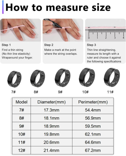 2025 Enhanced Smart Health Tracking Ring for Men and Women - IP68 Waterproof Fitness Tracker with Sleep Monitoring, Heart Rate, Blood Oxygen, Step Count, Distance, and Calorie Tracking, Includes Air Shutter and 7-Day Charging Case, Silver #10