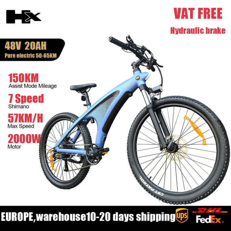 HX Q5 Ebikes 2000W Adults Electric Bike 57KM/H Electric Bicycle 27.5 Inch Removable Battery Electric E Bikes Mountain Ebike