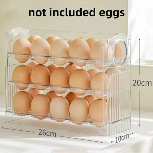 Kitchen Large Capacity Egg Fridge Storage Box - Portable Multi-Layer Egg Tray Organizer, Convenient Opening/Closing Egg Holder
