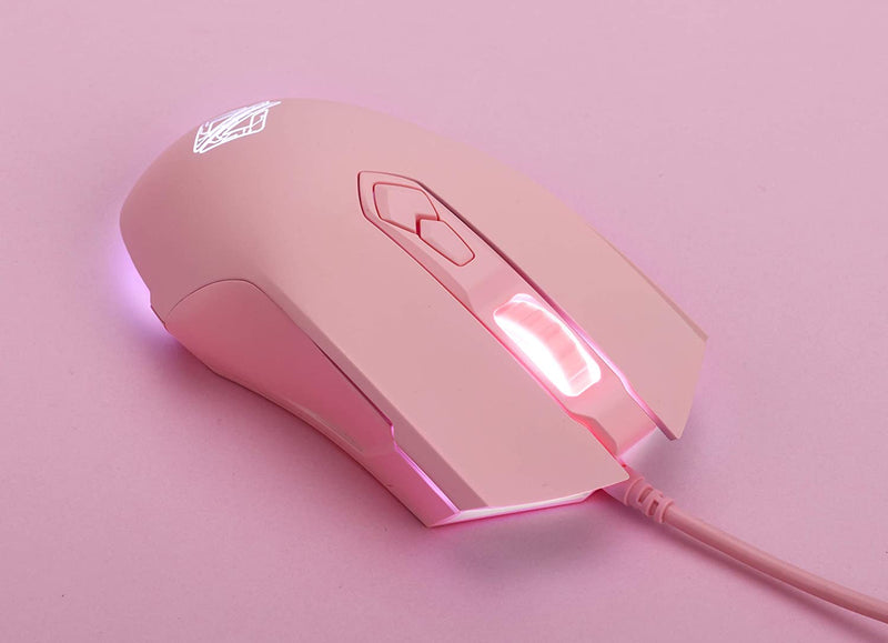 FIRSTBLOOD ONLY GAME. AJ52 Watcher RGB Gaming Mouse, Programmable 7 Buttons, Ergonomic LED Backlit USB Gamer Mice Computer Laptop PC, for Windows Mac OS Linux, Pink