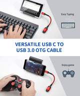 JSAUX USB C to USB Adapter [2 Pack], Type C 3.0 OTG Cable on the Go Type C Male to USB a Female Adapter Compatible with Macbook, Iphone 16 Pro Max/16 Plus/16E/15, Samsung Galaxy S25/S24/S23-Red