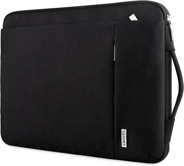 LANDICI 360° Protective Laptop Sleeve 11.6 Inch for Surface Pro 7 8 9/Laptop Go 2 3, Macbook Air 11, Small Computer Bag Carrying Case for 11-12 Inch Chromebook, Slim, Shockproof, Waterproof, Black