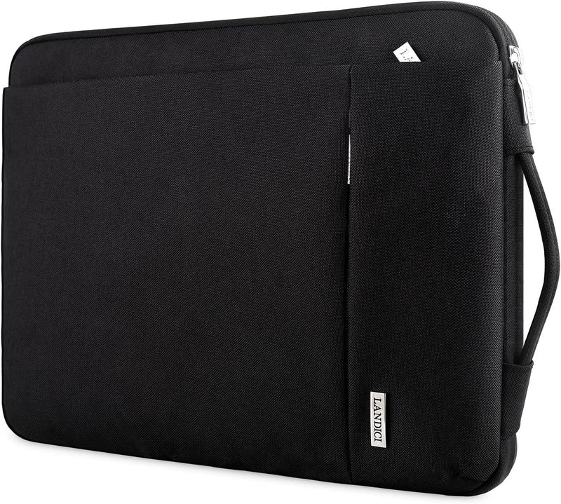 LANDICI 360° Protective Laptop Sleeve 11.6 Inch for Surface Pro 7 8 9/Laptop Go 2 3, Macbook Air 11, Small Computer Bag Carrying Case for 11-12 Inch Chromebook, Slim, Shockproof, Waterproof, Black