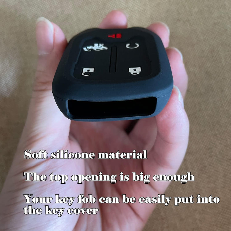 TANDRIVE 2PCS Silicone Smart Key Fob Case Cover for 2023 2022 2021 2020 2019 Chevy Silverado and GMC Sierra 1500 2500HD 3500HD, Remote Protector Accessories Holder(Key Ring,Black and Black)