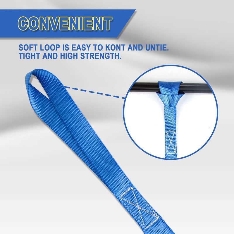 Cartman 16 Pack 1"X18" Soft Loop Motorcycle Tie down Straps 3600Lbs Load Capacity Tie-Down Loops for Secure Trailering of Bikes, ATV, Lawn Equipment, Blue