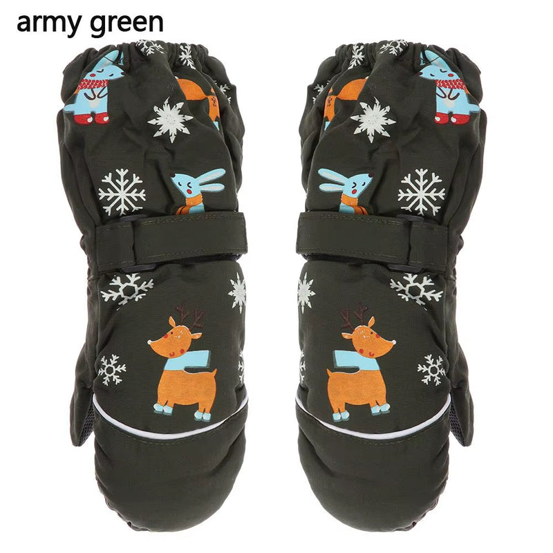 Children Winter Rabbit Gloves Baby Girls Waterproof Windproof Snow Gloves Kids Boy Thick Warm Ski Mitten for 2-6 Years Old