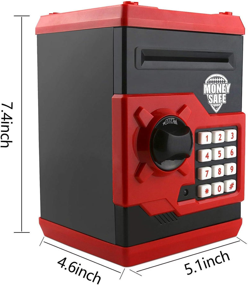 Barelove Electronic Cartoon Piggy Bank with Password Protection and Voice Prompt - Kids' Money Saving Box ATM Safe for Boys and Girls - Available in Pink and Red