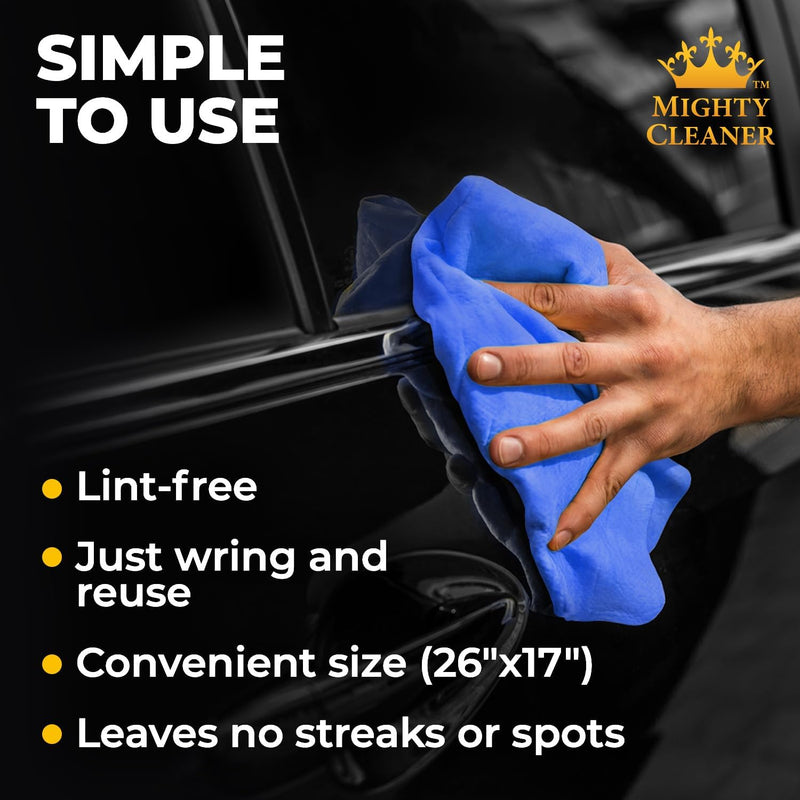 Premium Shammy Cloth for Car Drying - 26”X17” - Super Absorbent Chamois Towel for Car - Scratch-Free, Reusable & Soft