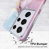 JIAXIUFEN Galaxy S21 Ultra Case Gold Electroplated Glitter Marble Slim Shockproof TPU Soft Rubber Silicone Cover Phone Case for Samsung Galaxy S21 Ultra 5G 6.8 Inch 2021 Purple Blue