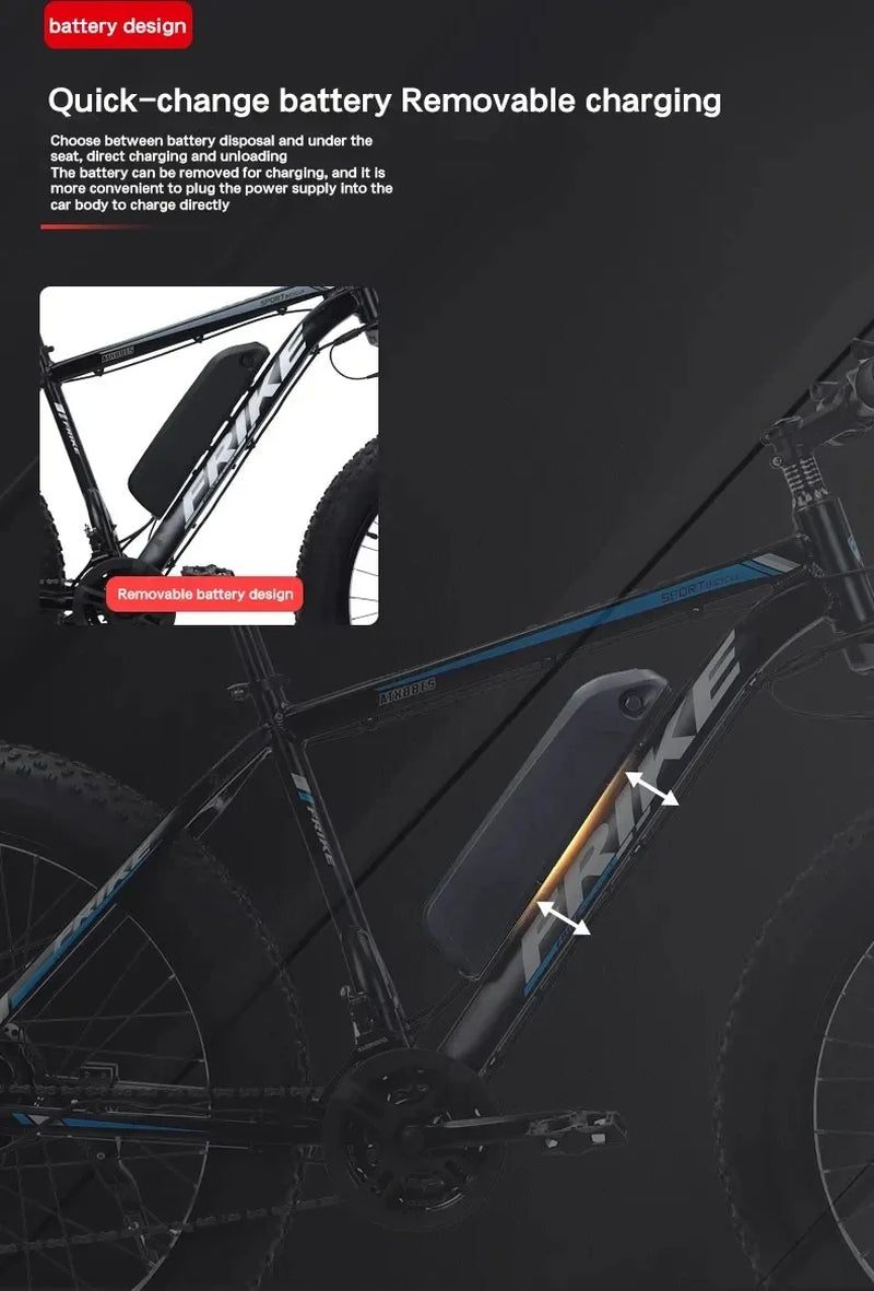 2024 New Arrival 500W Adults Ebike Electric Bike 48V 12.8AH Lithium Battery 26 Inch Fat Tire Electric E Bikes Mountain Ebikes