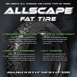 ALLSCAPE 20X4 Fat Tire for E-Bikes, Includes 2 Tires
