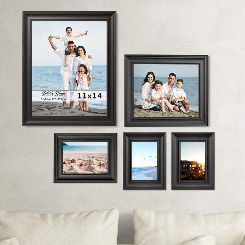 Lavie Home 8X10 Picture Frames (3 Pack, Black) Rustic Photo Frame Set with Tempered Glass for Wall Mount & Table Top Display