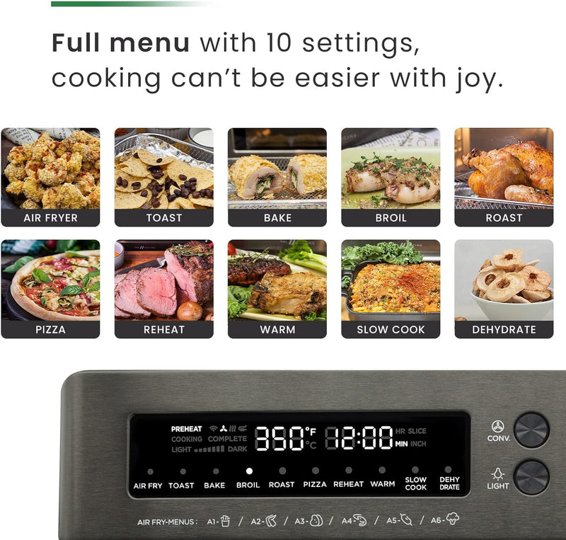 VAL CUCINE 26.3 QT/25 L Extra-Large Smart Air Fryer Toaster Oven, 10-In-1 Convection Countertop Oven Combination (Black Matte Stainless Steel)