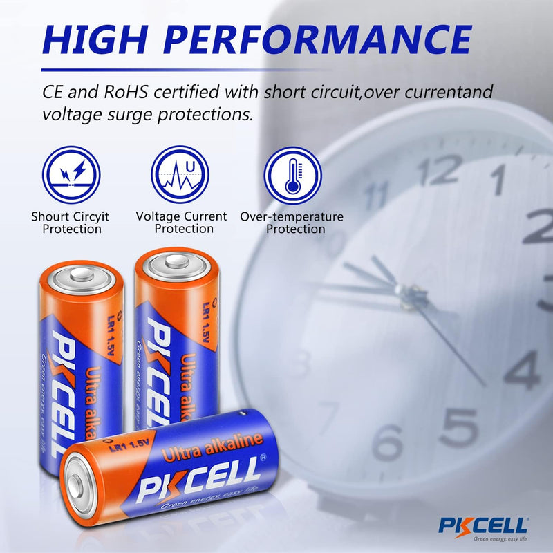 PKCELL N Size 1.5V Alkaline Batteries, 20 Pack Ultra Long-Lasting MN9100/E90/LR1 Medical Battery for Medical Devices, GPS Trackers, Flashlights, Key Fobs, 10-Year Shelf Life