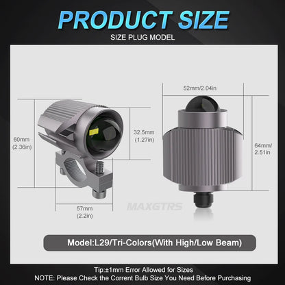 15W Super Bright Tri-Model Motorcycle LED Headlight W/ Mini Projector Lens Car ATV Driving Foglight Auxiliary Spotlight