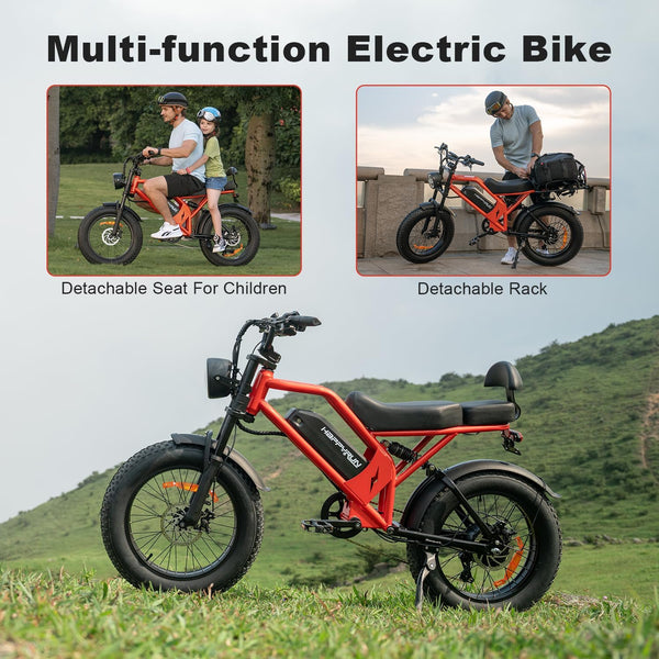 Electric Bike for Adults, 1500W Motor, 48V 18Ah Removable Battery, 20" Fat Tire Ebike, 7-Speed Transmission, up to 32MPH and 68+ Miles Range, All-Terrain E-Bike