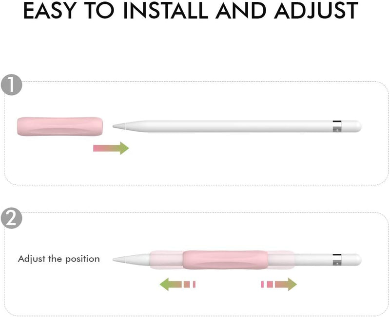 Ahastyle 3 Pack Silicone Grips Holders for Apple Pencil (USB-C) & Apple Pencil (1St / 2Nd Generation) Ergonomic Protective Skin Sleeve Compatible with Ipad Pen (White,Green,Pink)