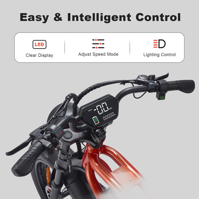 Electric Bike for Adults, 1500W Motor, 48V 18Ah Removable Battery, 20" Fat Tire Ebike, 7-Speed Transmission, up to 32MPH and 68+ Miles Range, All-Terrain E-Bike