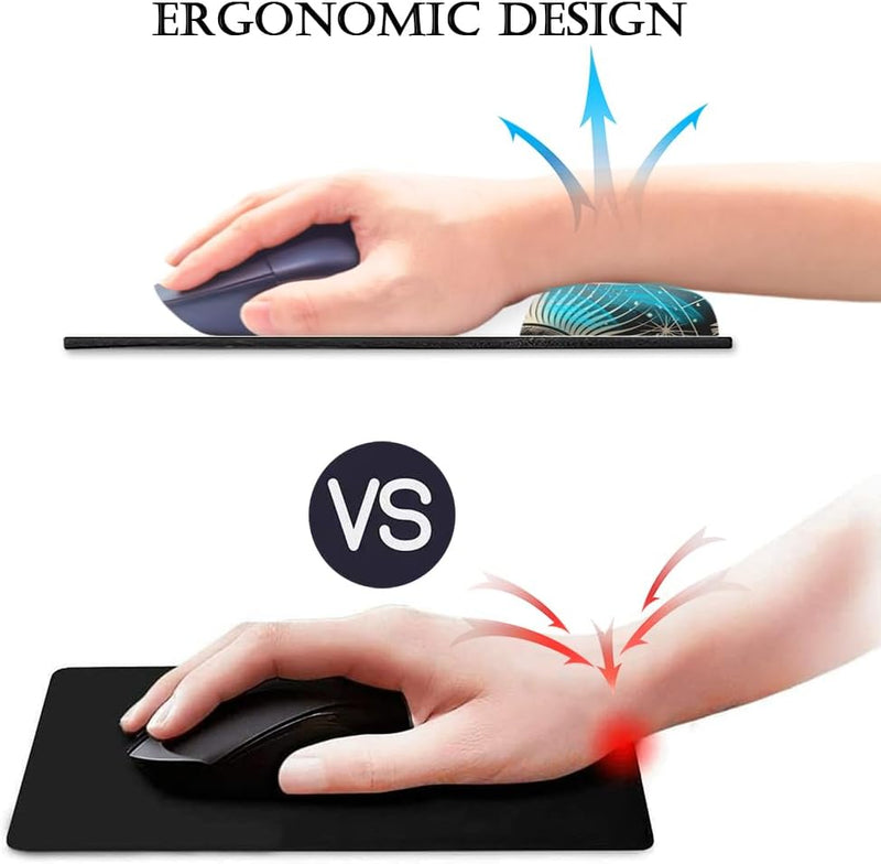 HOPONY Ergonomic Wrist Support Gel Mouse Pad, Wrist Rest Comfortable Computer Mouse Pad for Laptop, Pain Relief, Non-Slip Rubber Base,Moon Phase