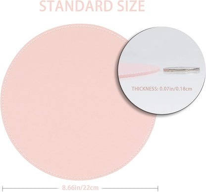 Ysagi 2 Pack Ultra Thin Waterproof PU Leather Mouse Pad,Stitched Edges,Works for Computers, Laptop,All Types of Mouse Pad, Office/Home(8.66'', 2 Pack, Pink)