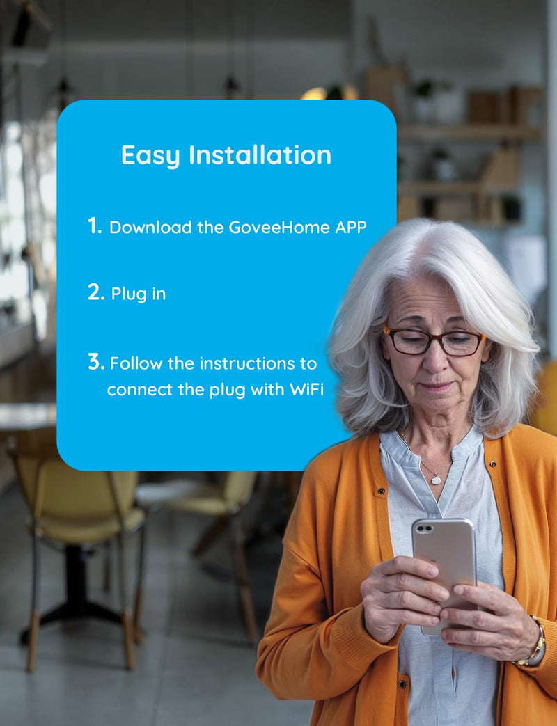 Govee Smart Plug 15A, Wifi Bluetooth Outlets 4 Pack Work with Alexa and Google Assistant, Wifi Plugs with Multiple Timers, Govee Home APP Group Control Remotely, No Hub Required, ETL&FCC Certified