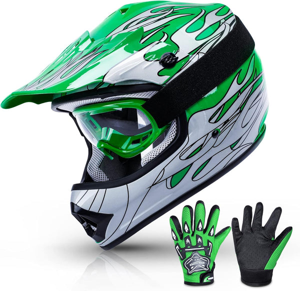 TCMT Youth Kids Helmet Motocross ATV Dirtbike BMX MX Offroad Full Face Motorcycle Helmet Gloves Goggles Dot Approved