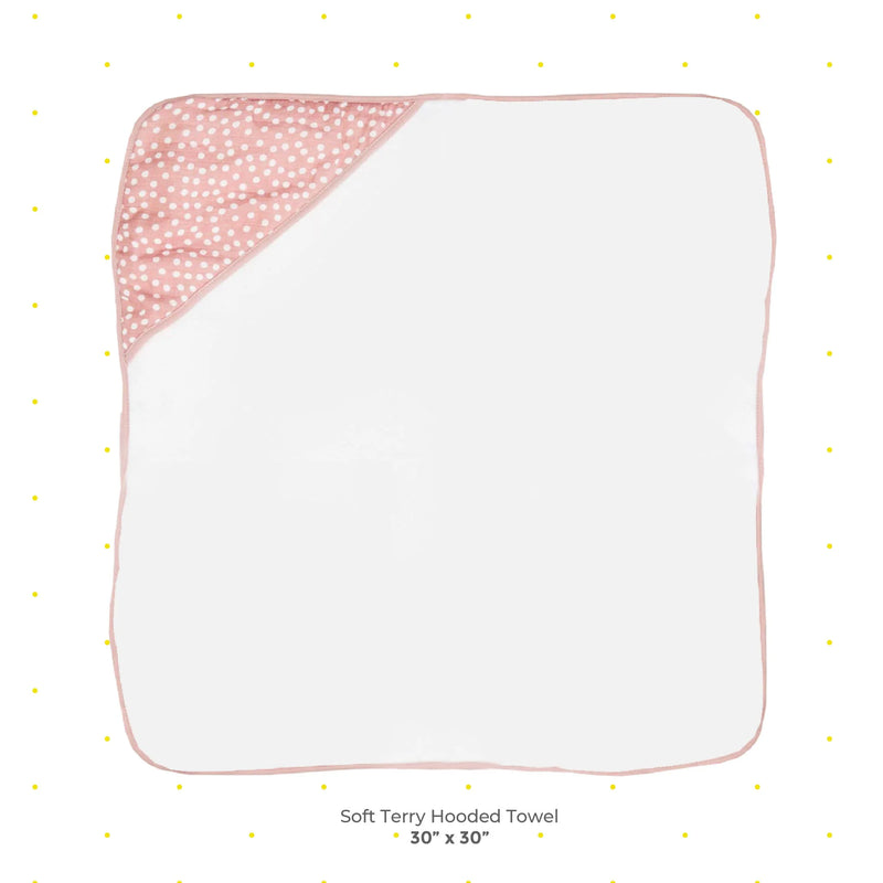 Baby Hooded Towel Bath Set, Muslin Printed Hood, Pack of 2, Pink Shells