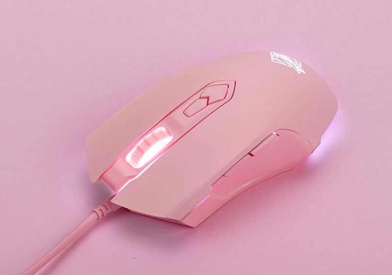FIRSTBLOOD ONLY GAME. AJ52 Watcher RGB Gaming Mouse, Programmable 7 Buttons, Ergonomic LED Backlit USB Gamer Mice Computer Laptop PC, for Windows Mac OS Linux, Pink