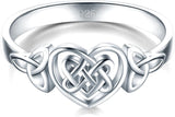 BORUO 925 Sterling Silver Ring Celtic Knot Heart High Polish Tarnish Resistant Eternity Wedding Band Stackable Ring