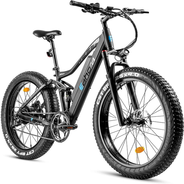 Eahora AM200 750W Electric Bikes for Adult 48V 14AH Fat Tire Electric Mountain Bike with Full Suspension, Hydraulic Brakes, Color Display, Shimano 9 Speed Gears, Cruise Control