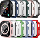 Haojavo 12 Pack Case with Tempered Glass Screen Protector Compatible for Apple Watch 44Mm SE (2Nd Gen) Series 6 5 4 SE, Full Hard PC Scratch Resistant Bumper Protective Cover for Iwatch Accessories